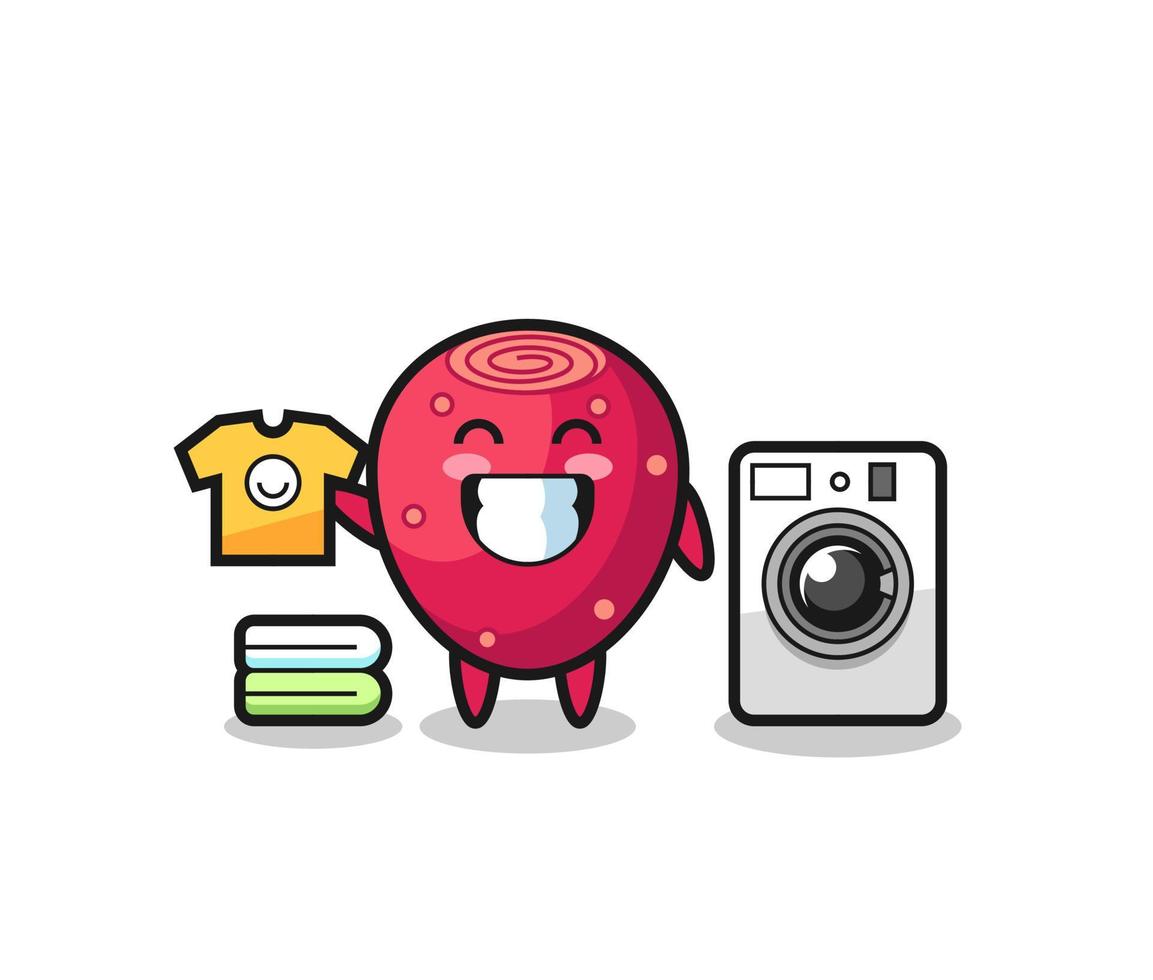 Mascot cartoon of prickly pear with washing machine vector