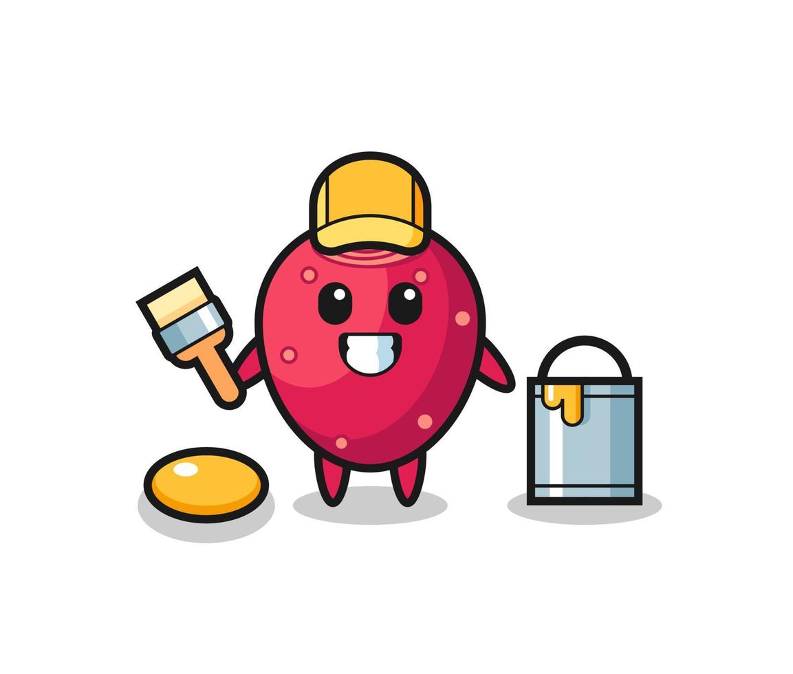 Character Illustration of prickly pear as a painter vector