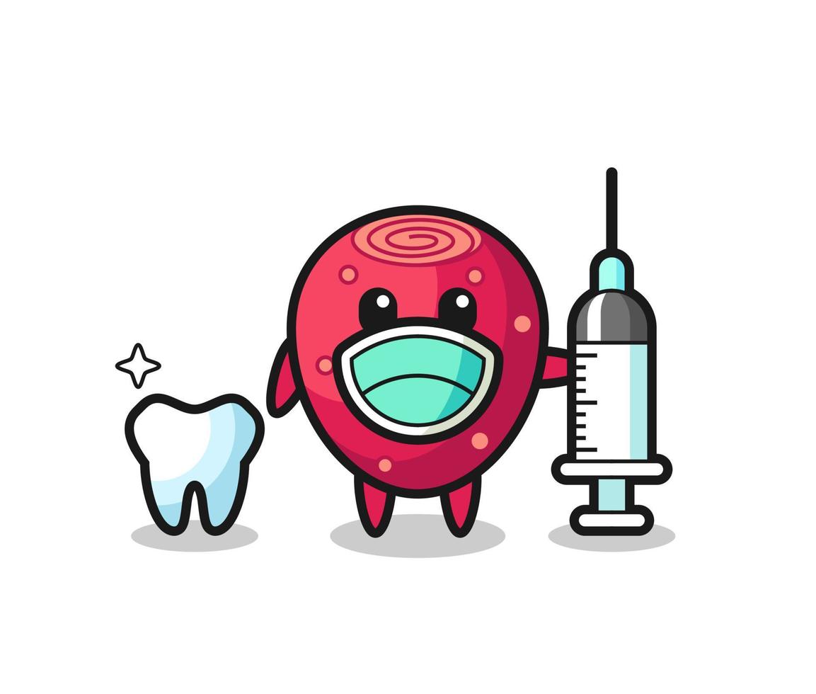 personaje mascota de la pera espinosa como dentista vector