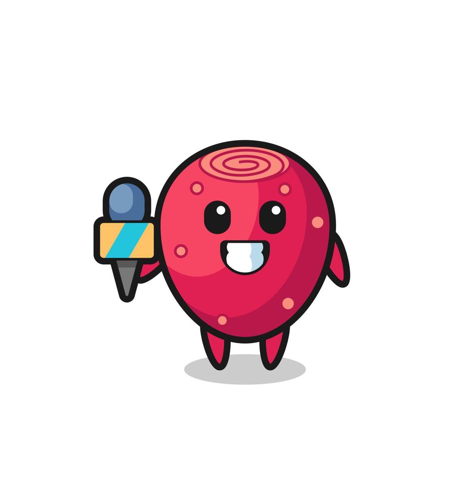 Character mascot of prickly pear as a news reporter vector