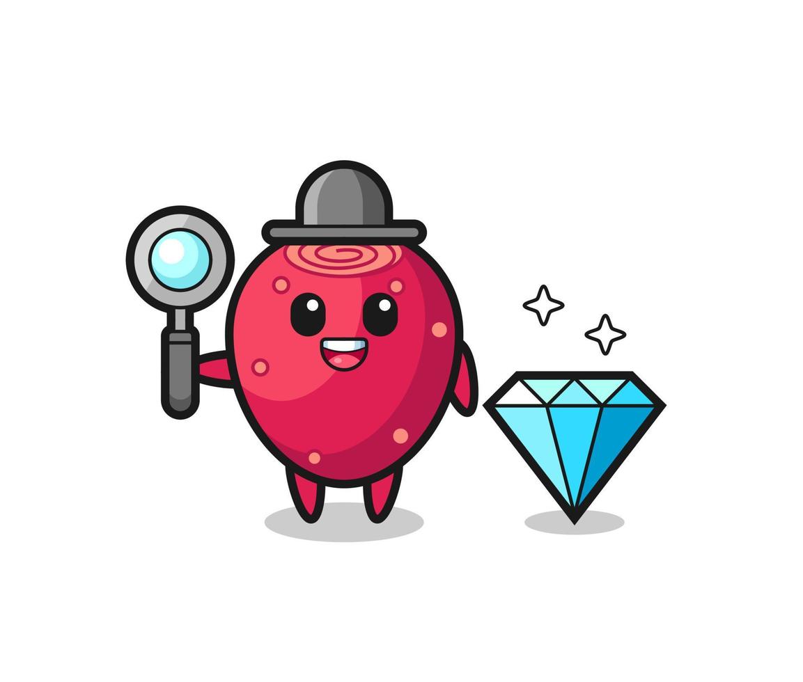 Illustration of prickly pear character with a diamond vector