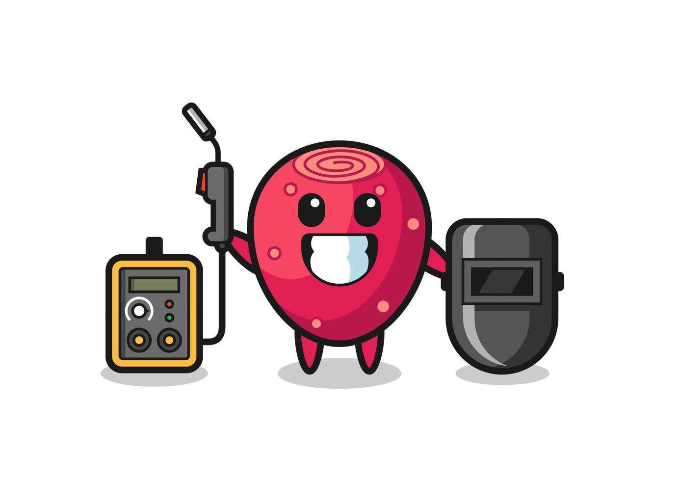 Character mascot of prickly pear as a welder vector