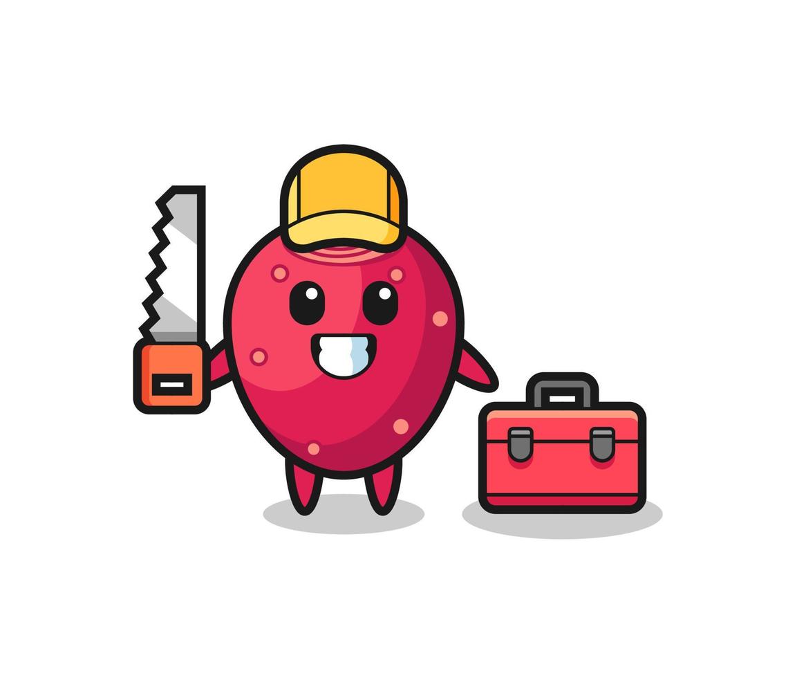 Illustration of prickly pear character as a woodworker vector