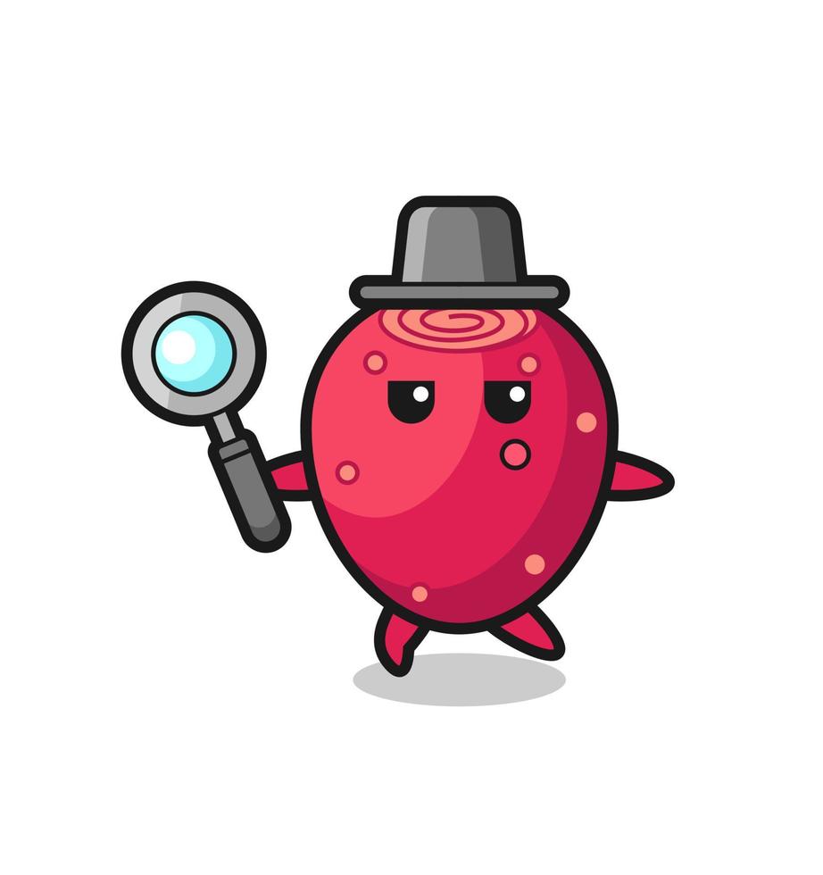 prickly pear cartoon character searching with a magnifying glass vector