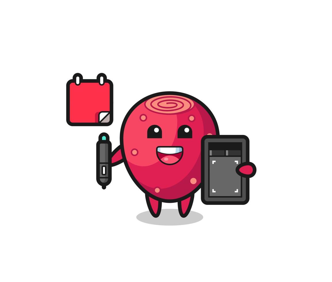 Illustration of prickly pear mascot as a graphic designer vector