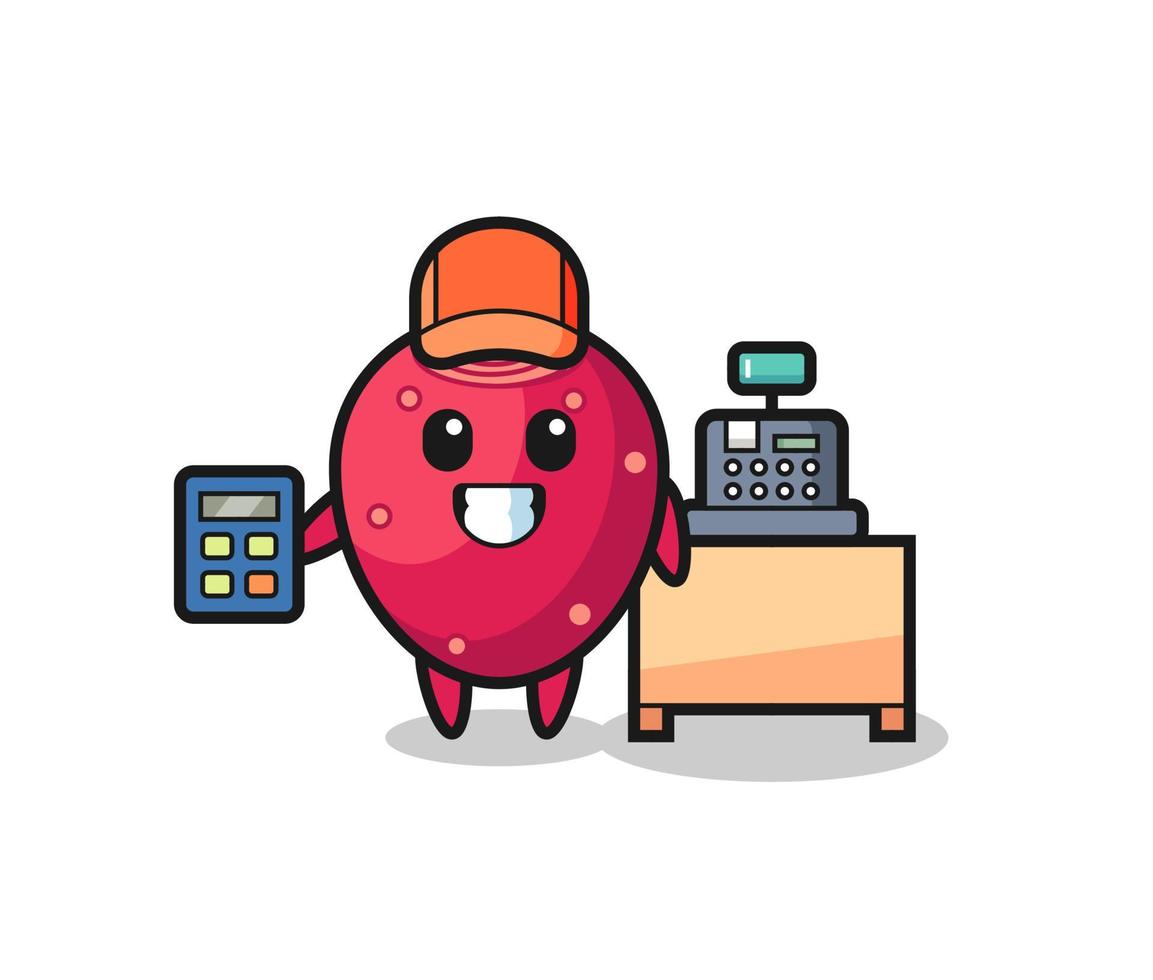 Illustration of prickly pear character as a cashier vector