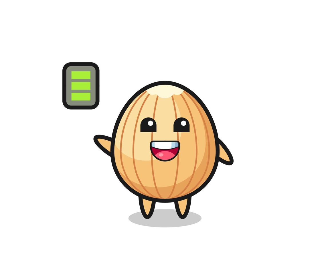 personaje de mascota de almendras con gesto enérgico vector