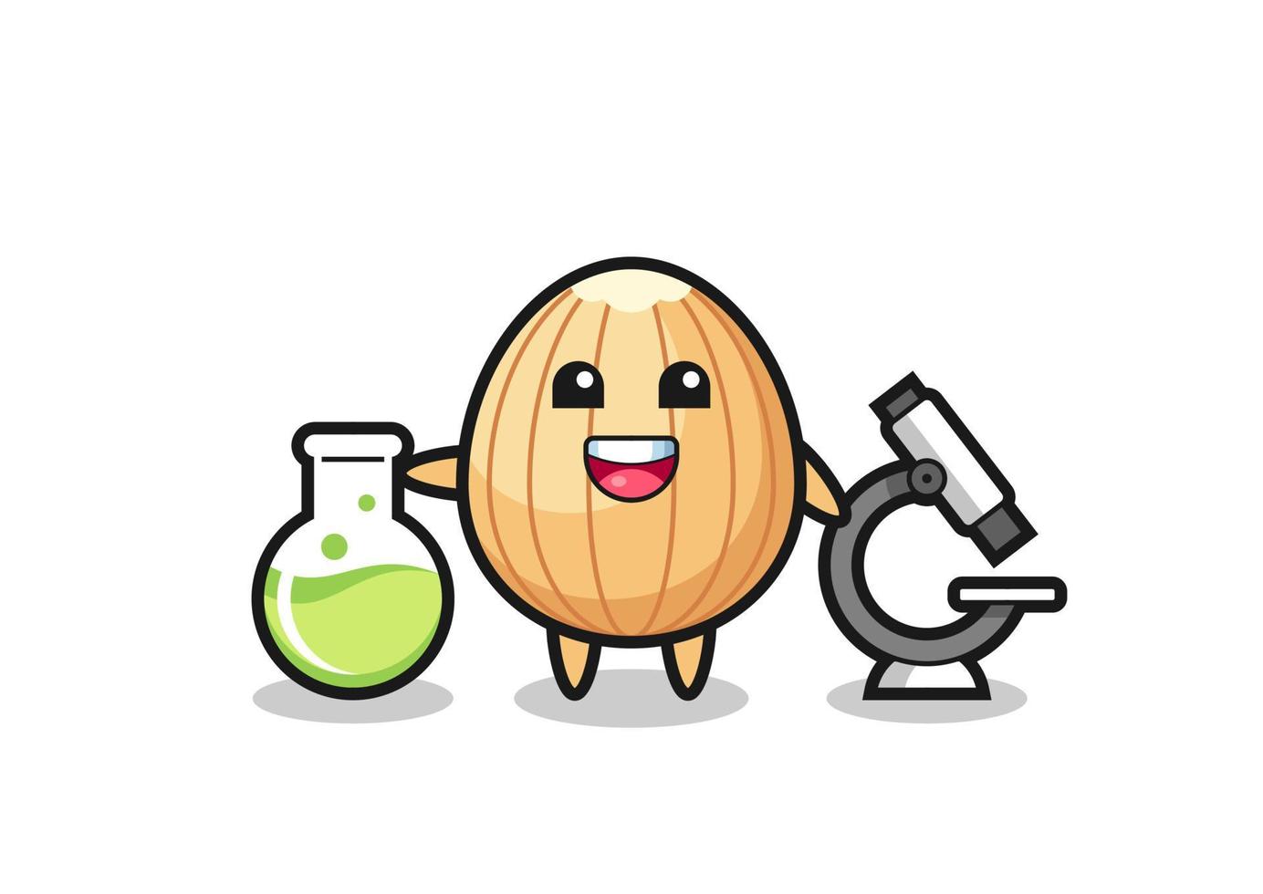 Mascot character of almond as a scientist vector