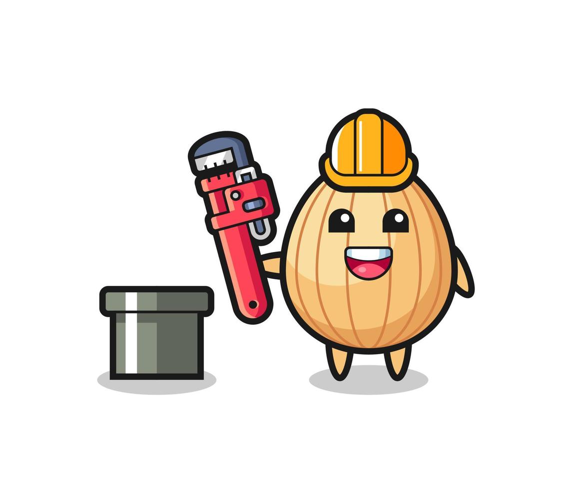 Character Illustration of almond as a plumber vector