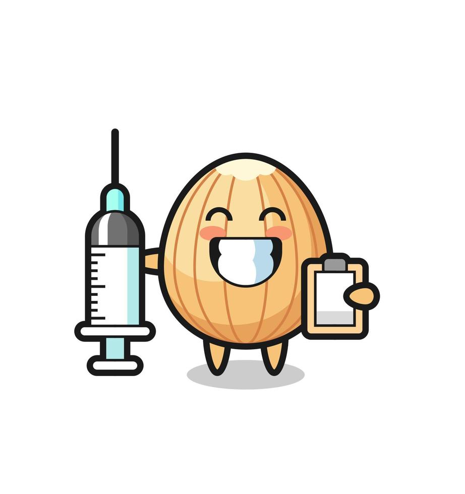 Mascot Illustration of almond as a doctor vector