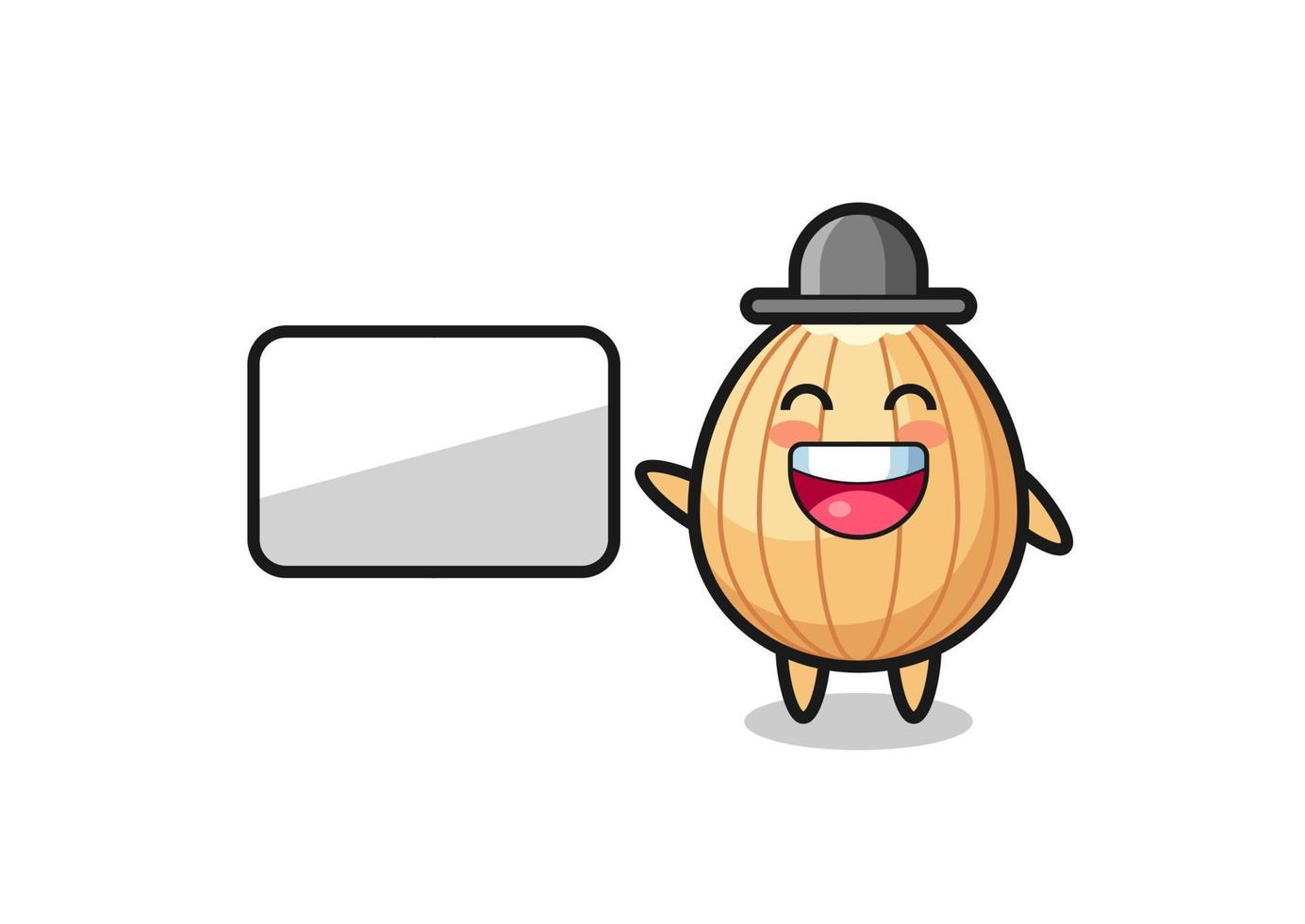 almond cartoon illustration doing a presentation vector