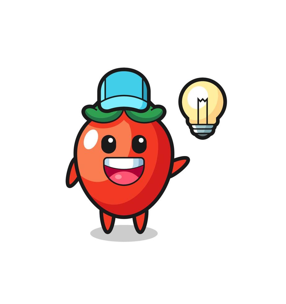 chili pepper character cartoon getting the idea vector
