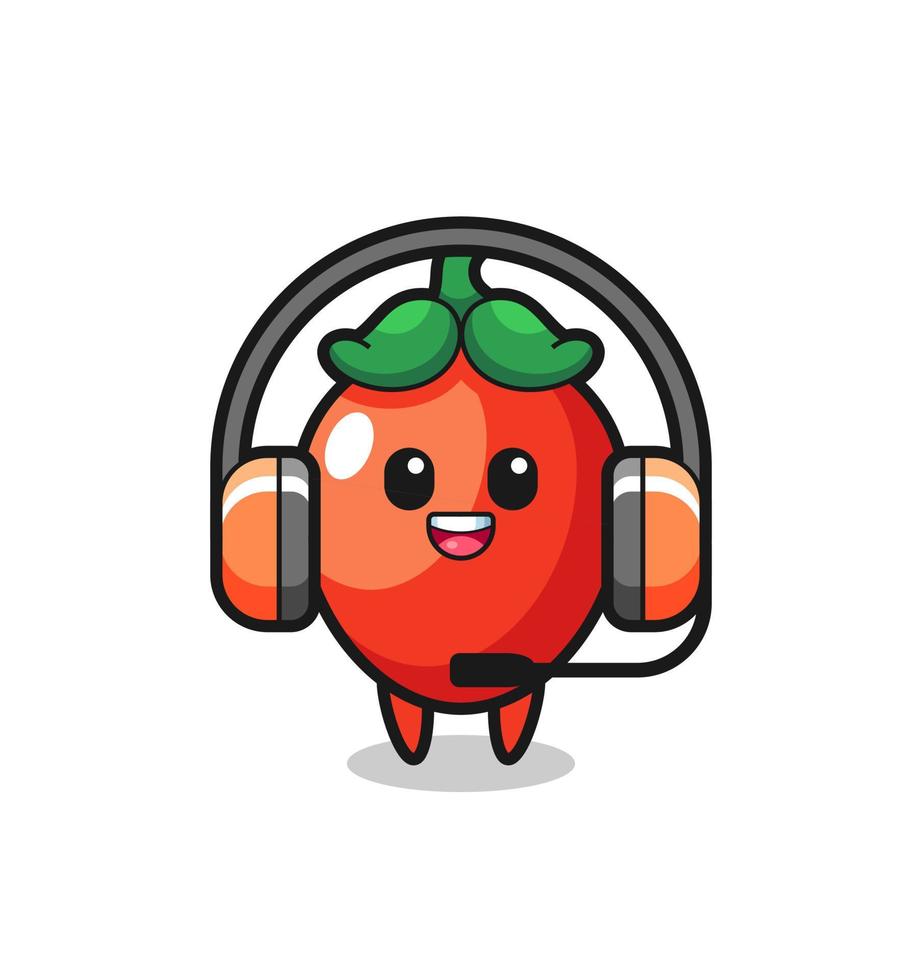 Cartoon mascot of chili pepper as a customer service vector