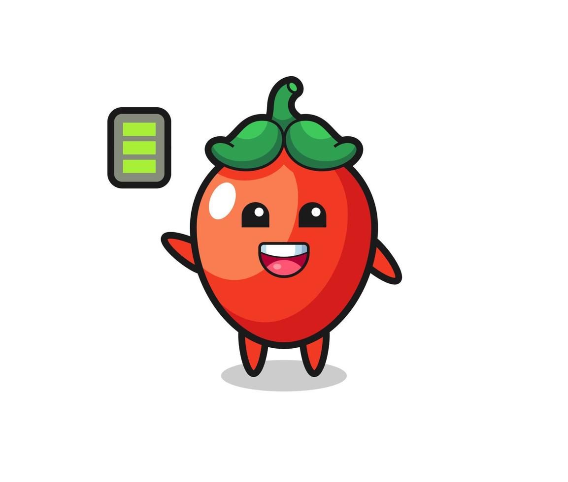 chili pepper mascot character with energetic gesture vector