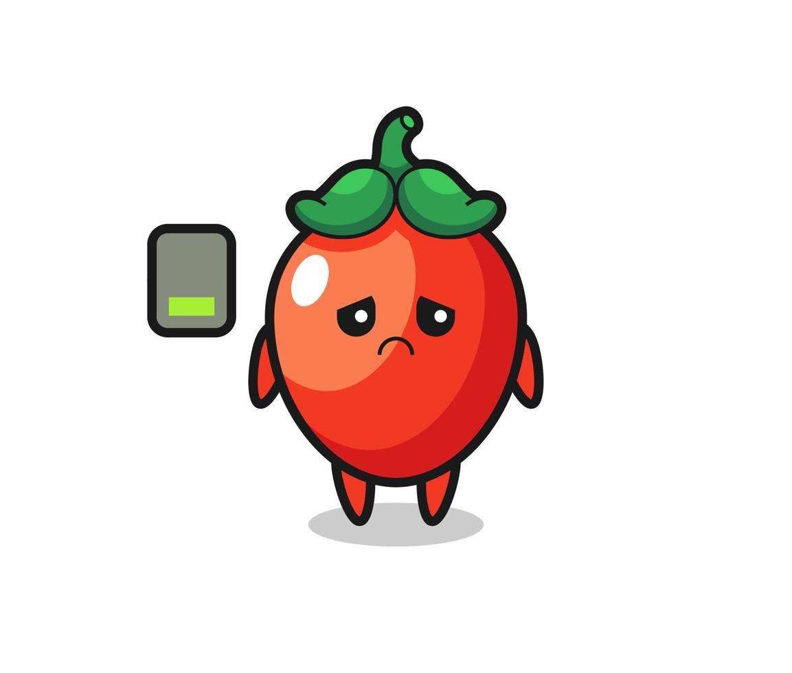 chili pepper mascot character doing a tired gesture vector