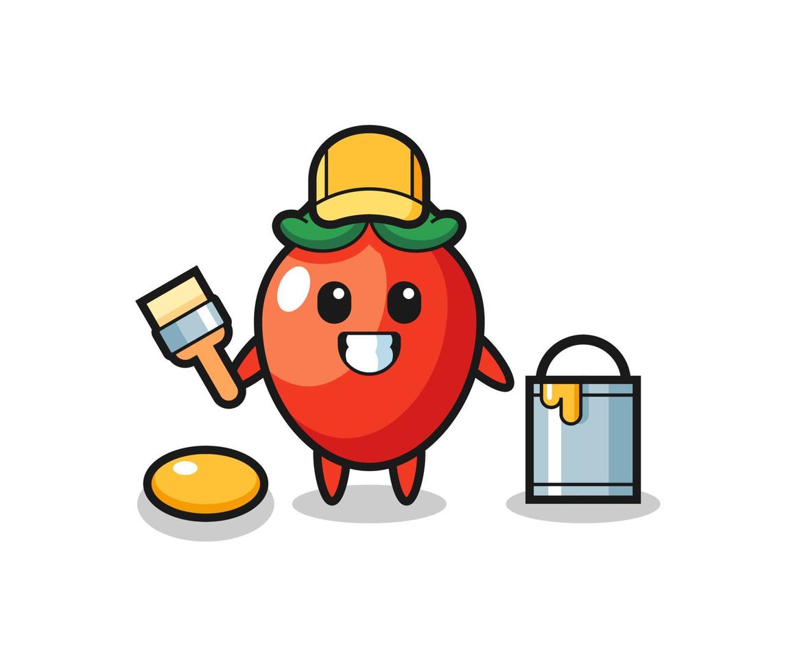 Character Illustration of chili pepper as a painter vector