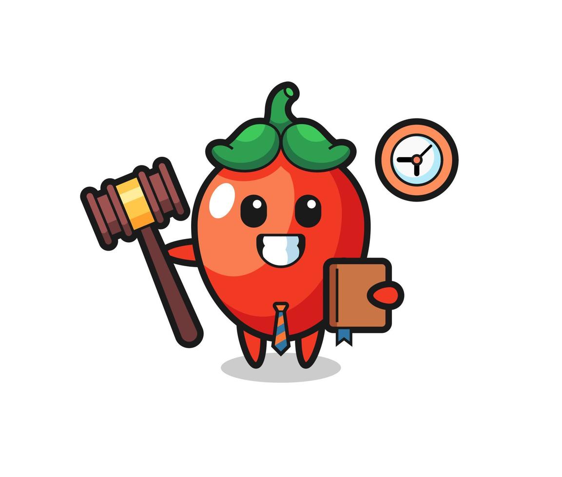 Mascot cartoon of chili pepper as a judge vector
