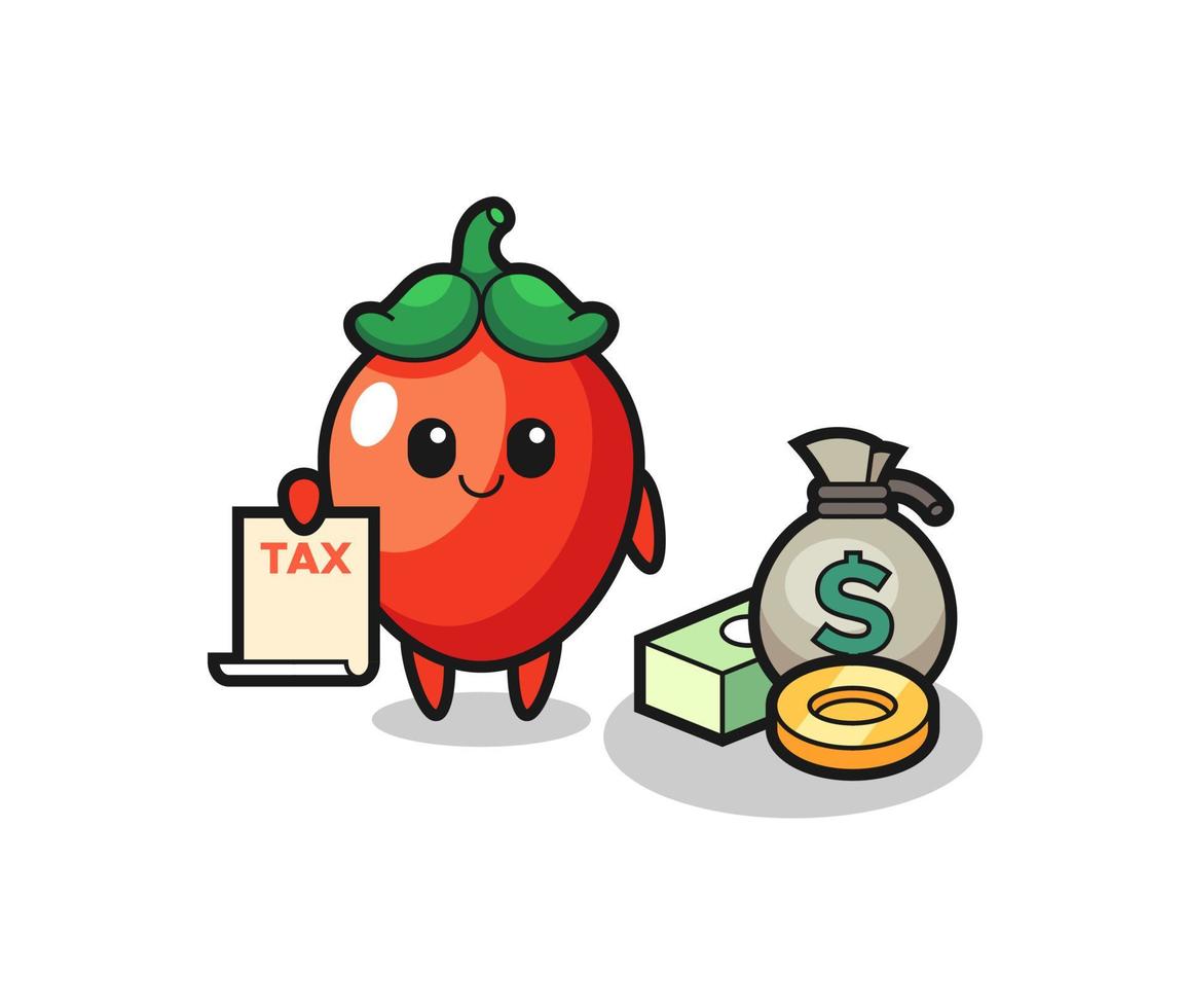 Character cartoon of chili pepper as a accountant vector