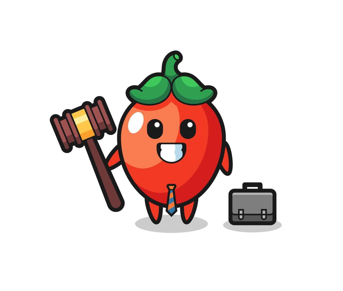 Illustration of chili pepper mascot as a lawyer vector