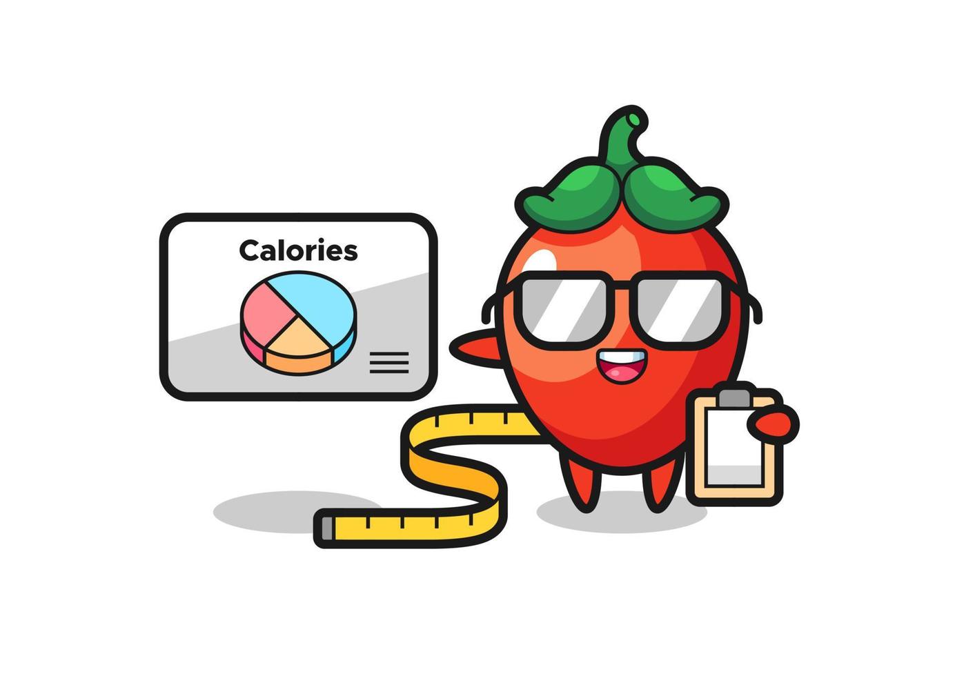 Illustration of chili pepper mascot as a dietitian vector