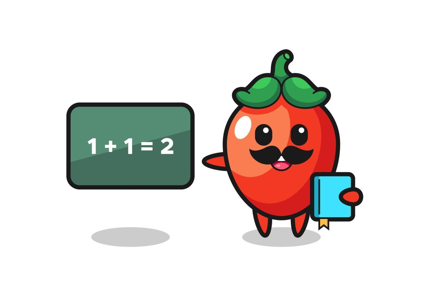 Illustration of chili pepper character as a teacher vector