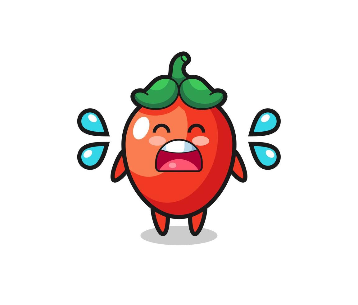 chili pepper cartoon illustration with crying gesture vector