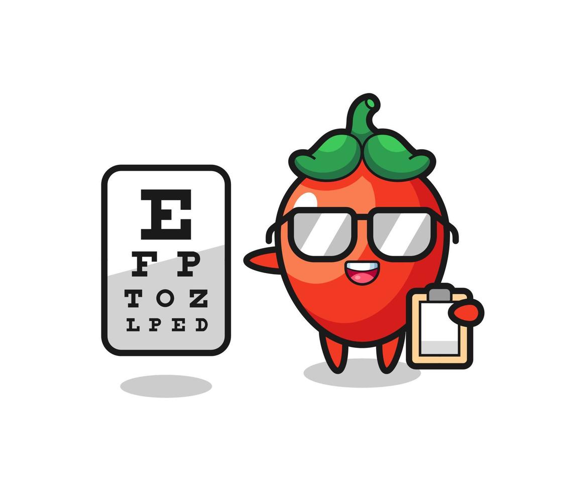 ilustración de la mascota de la pimienta picante como oftalmología vector