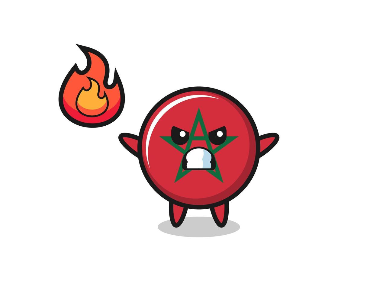 morocco flag character cartoon with angry gesture vector