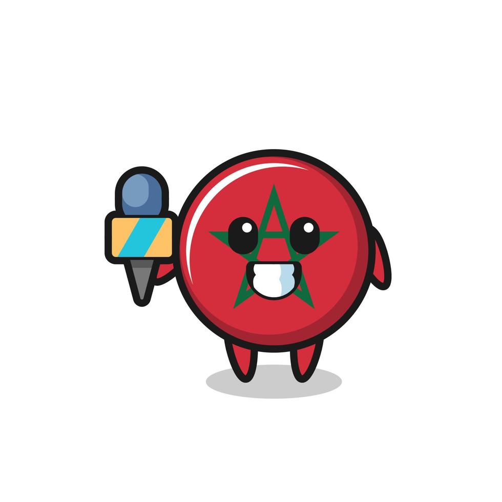 Character mascot of morocco flag as a news reporter vector