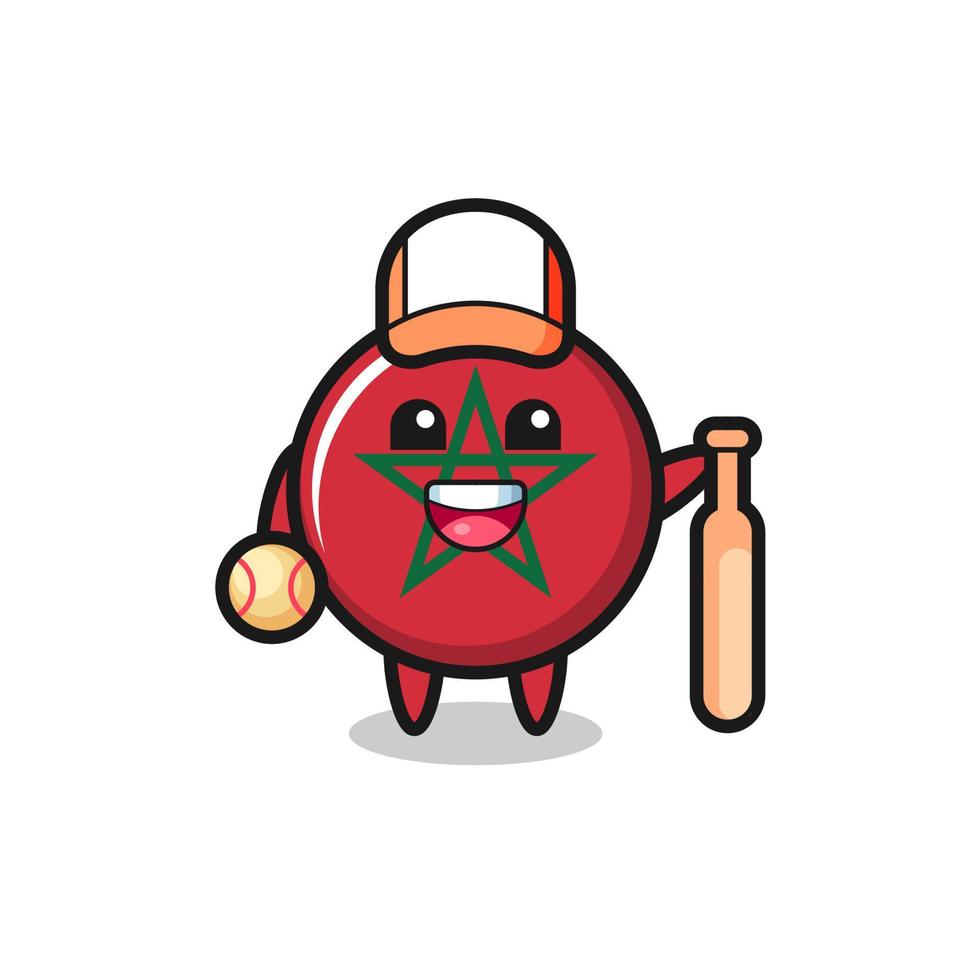 Cartoon character of morocco flag as a baseball player vector