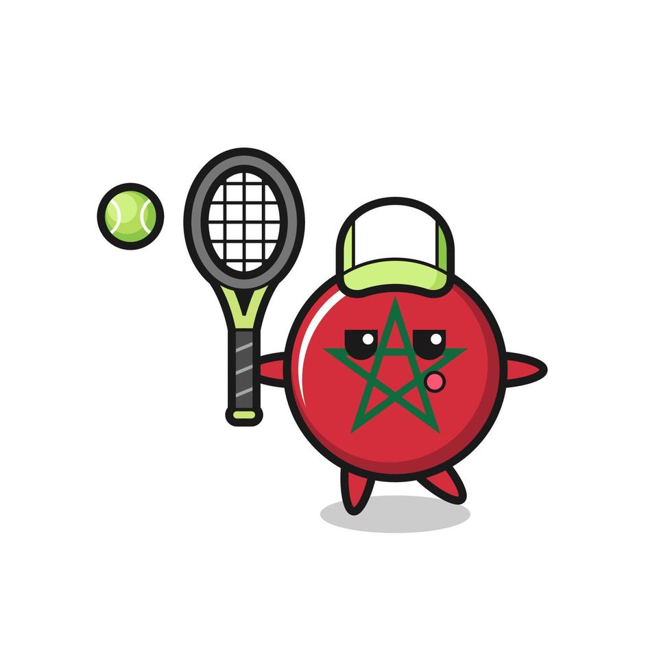 Cartoon character of morocco flag as a tennis player vector