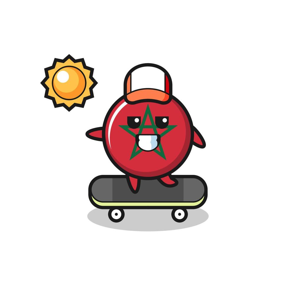 morocco flag character illustration ride a skateboard vector