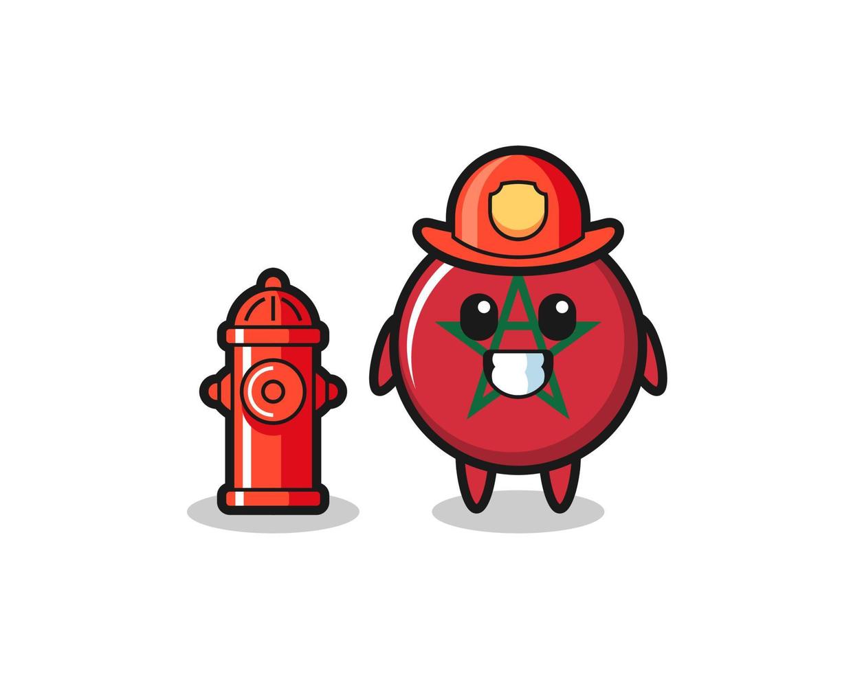 Mascot character of morocco flag as a firefighter vector
