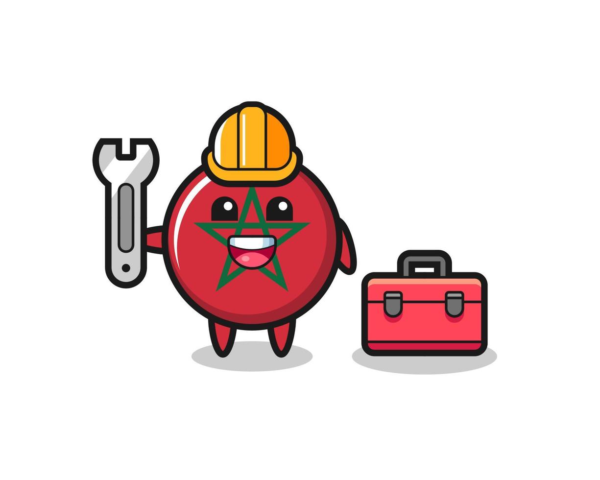 Mascot cartoon of morocco flag as a mechanic vector
