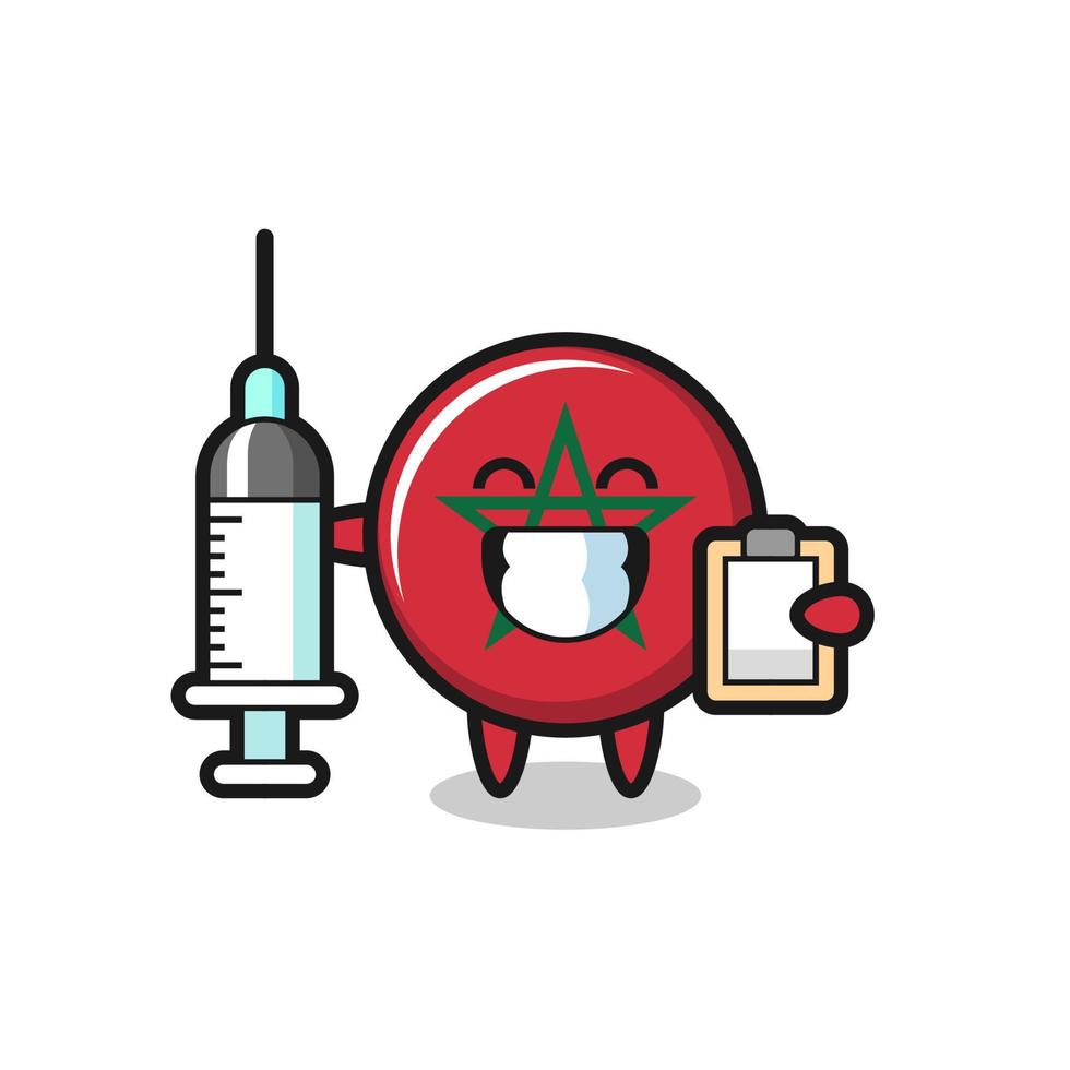 Mascot Illustration of morocco flag as a doctor vector