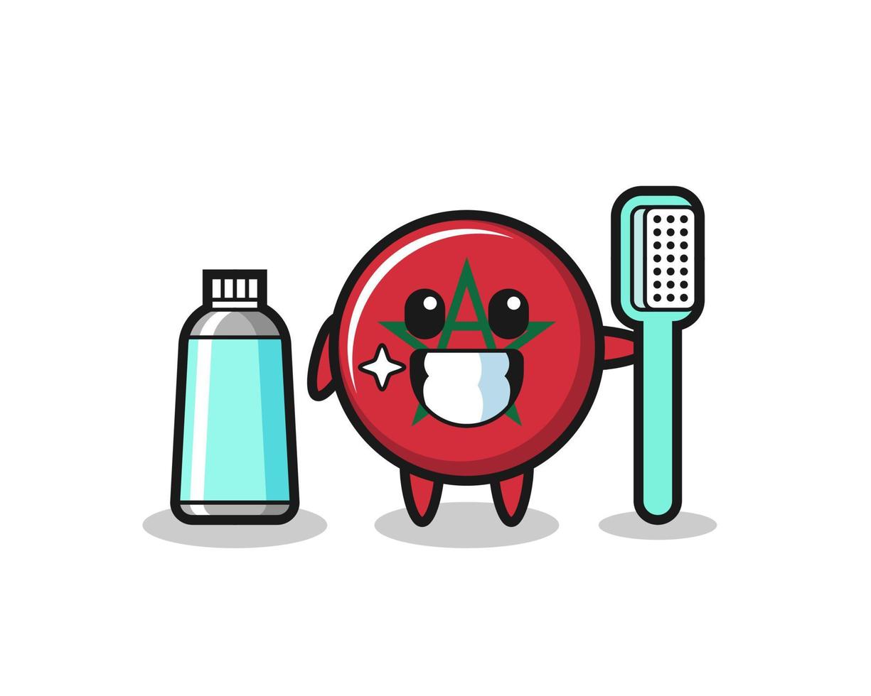 Mascot Illustration of morocco flag with a toothbrush vector