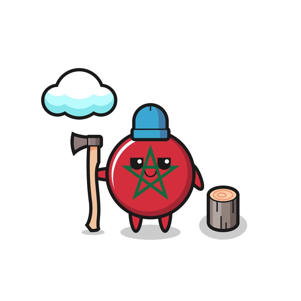 Character cartoon of morocco flag as a woodcutter vector