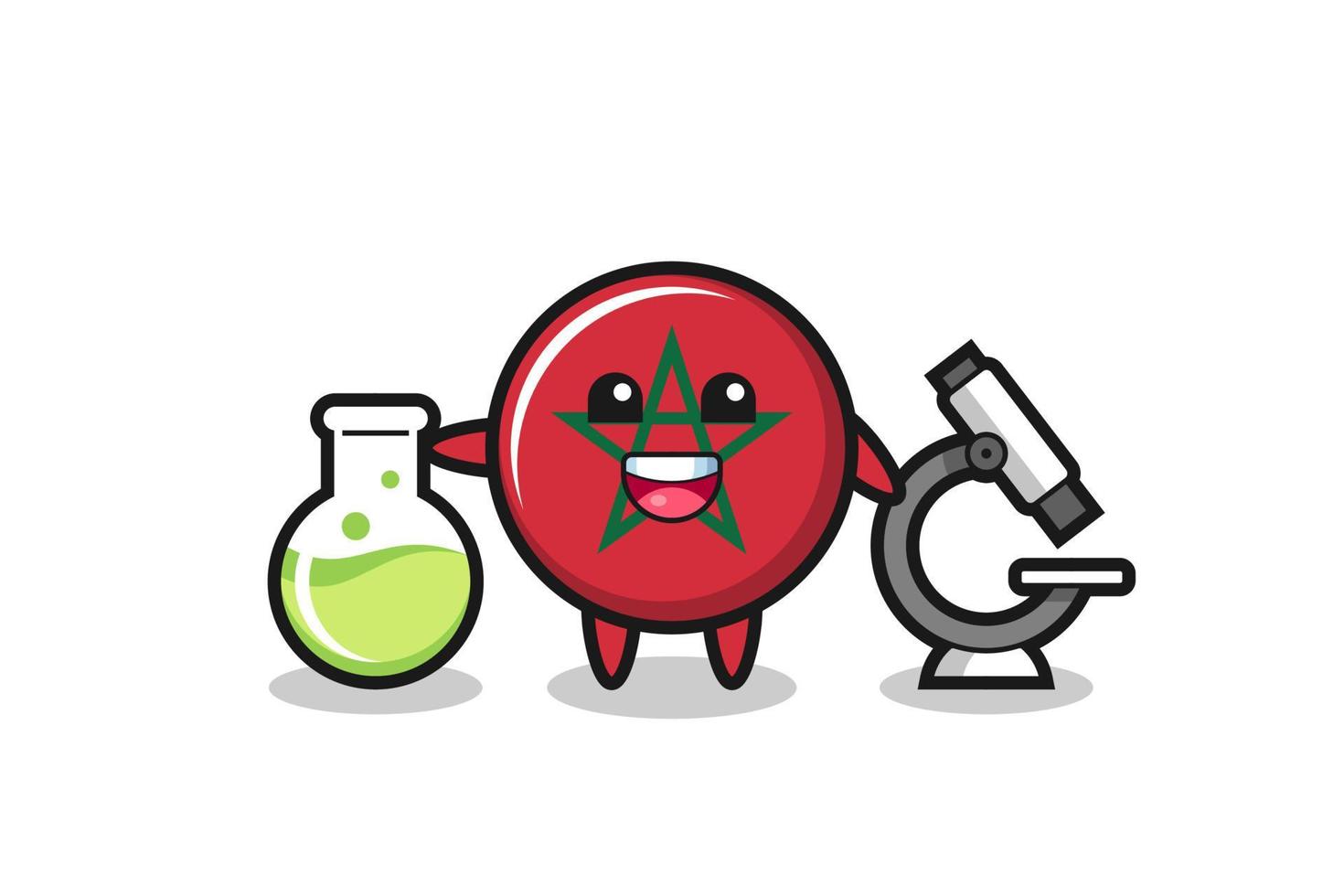 Mascot character of morocco flag as a scientist vector