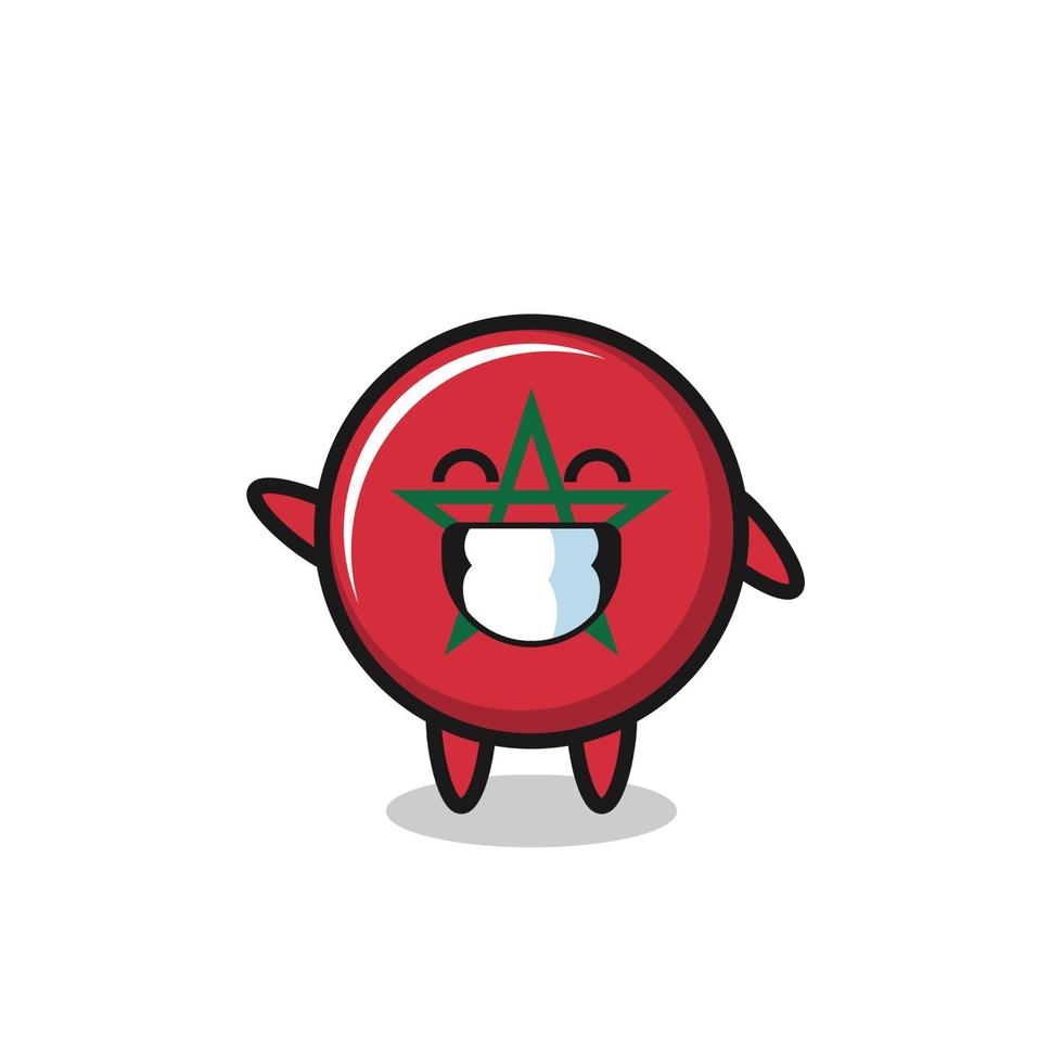 morocco flag cartoon character doing wave hand gesture vector