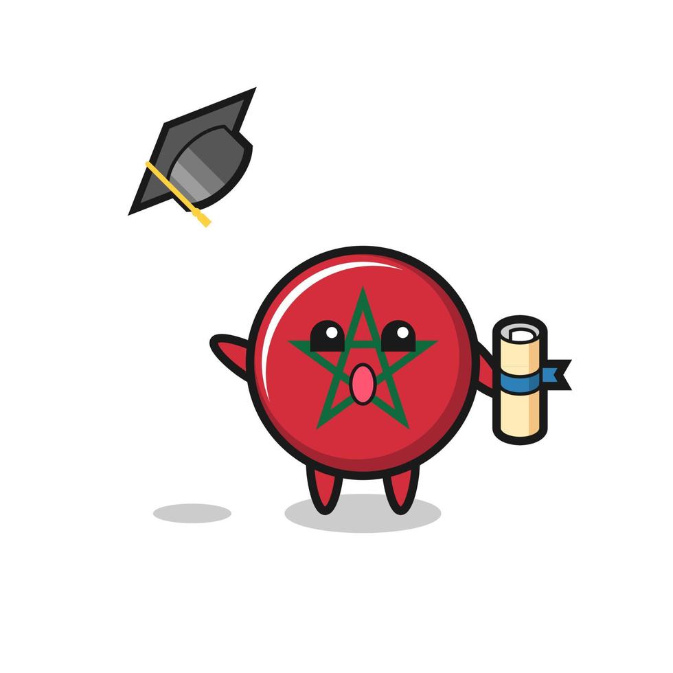 Illustration of morocco flag cartoon throwing the hat at graduation vector