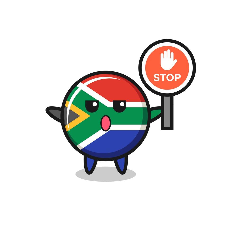 ilustración de personaje de sudáfrica con una señal de stop vector