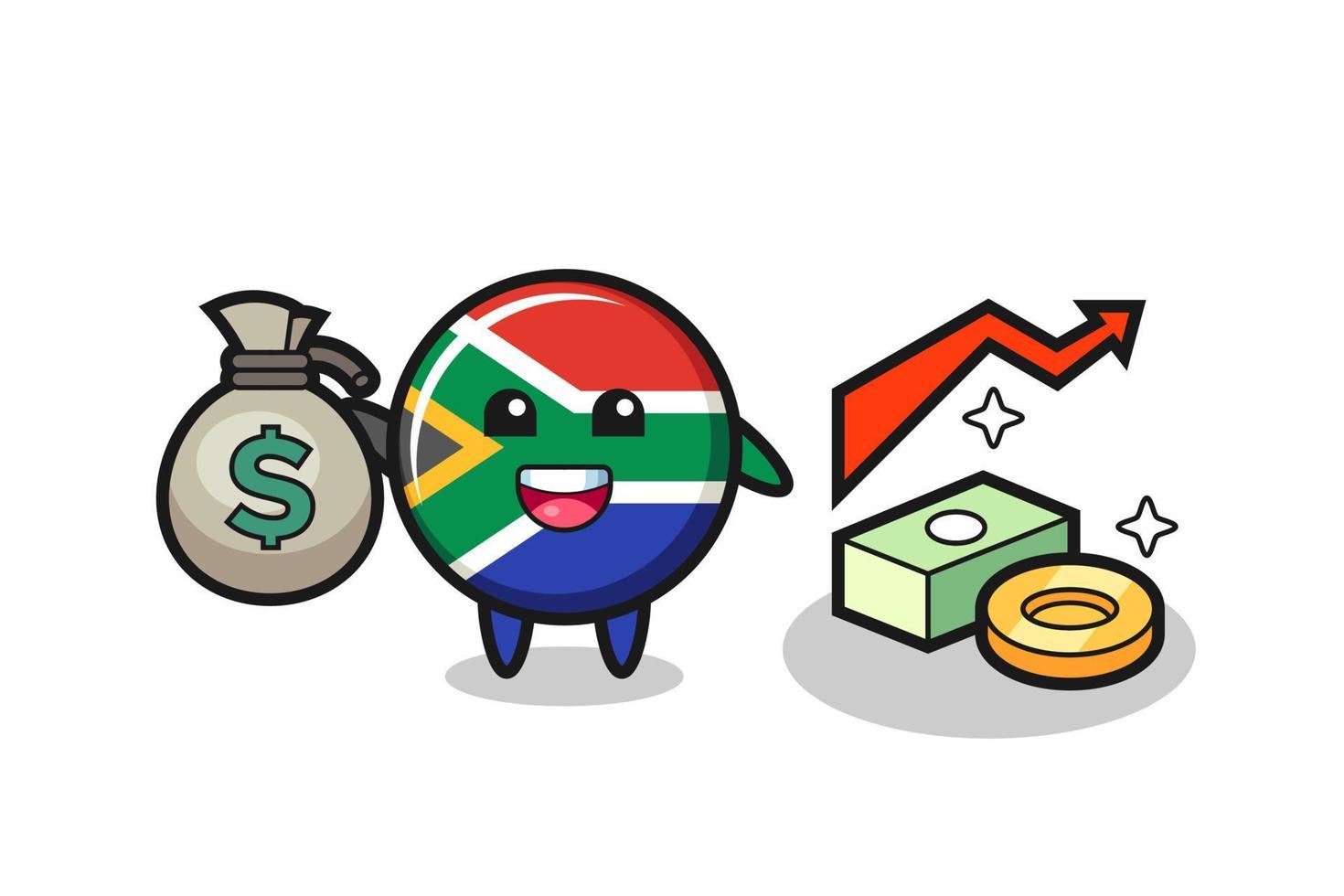 caricatura de ilustración de sudáfrica con saco de dinero vector