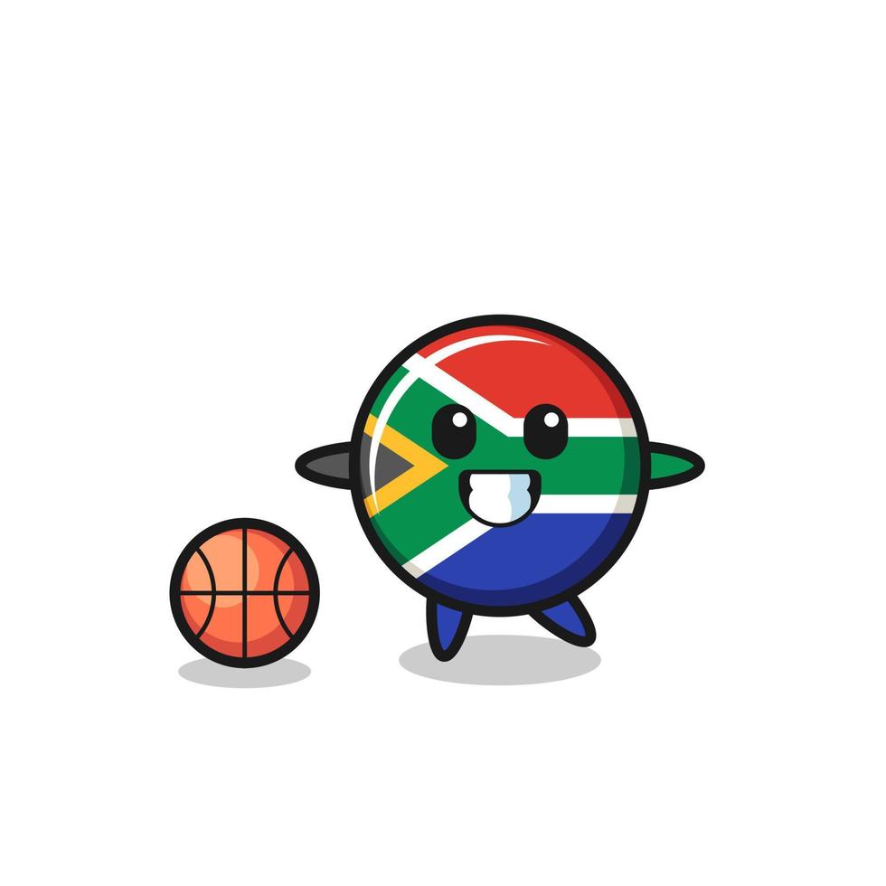 Illustration of south africa cartoon is playing basketball vector