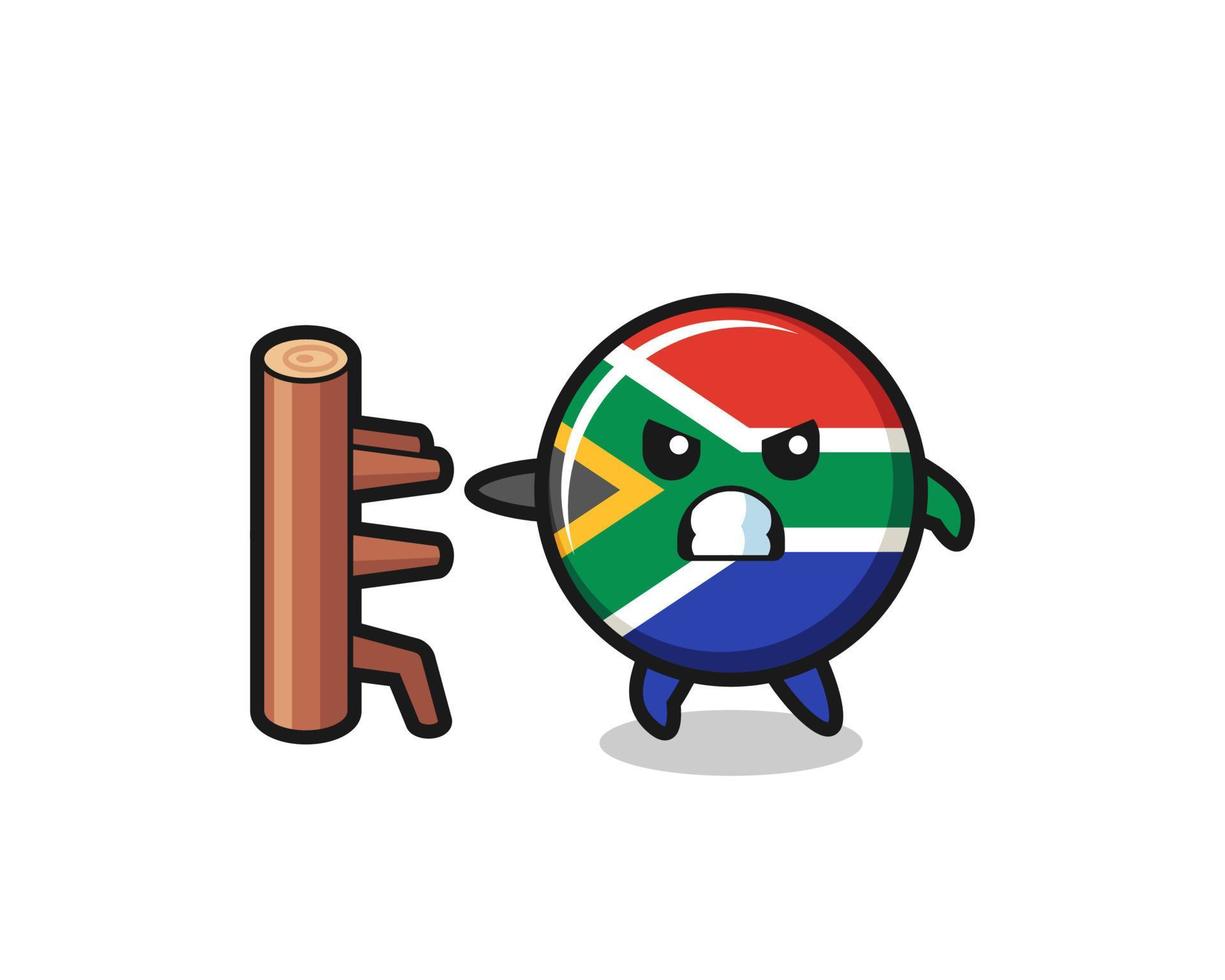 south africa cartoon illustration as a karate fighter vector