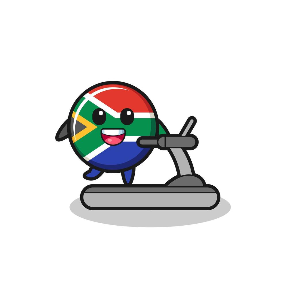 south africa cartoon character walking on the treadmill vector