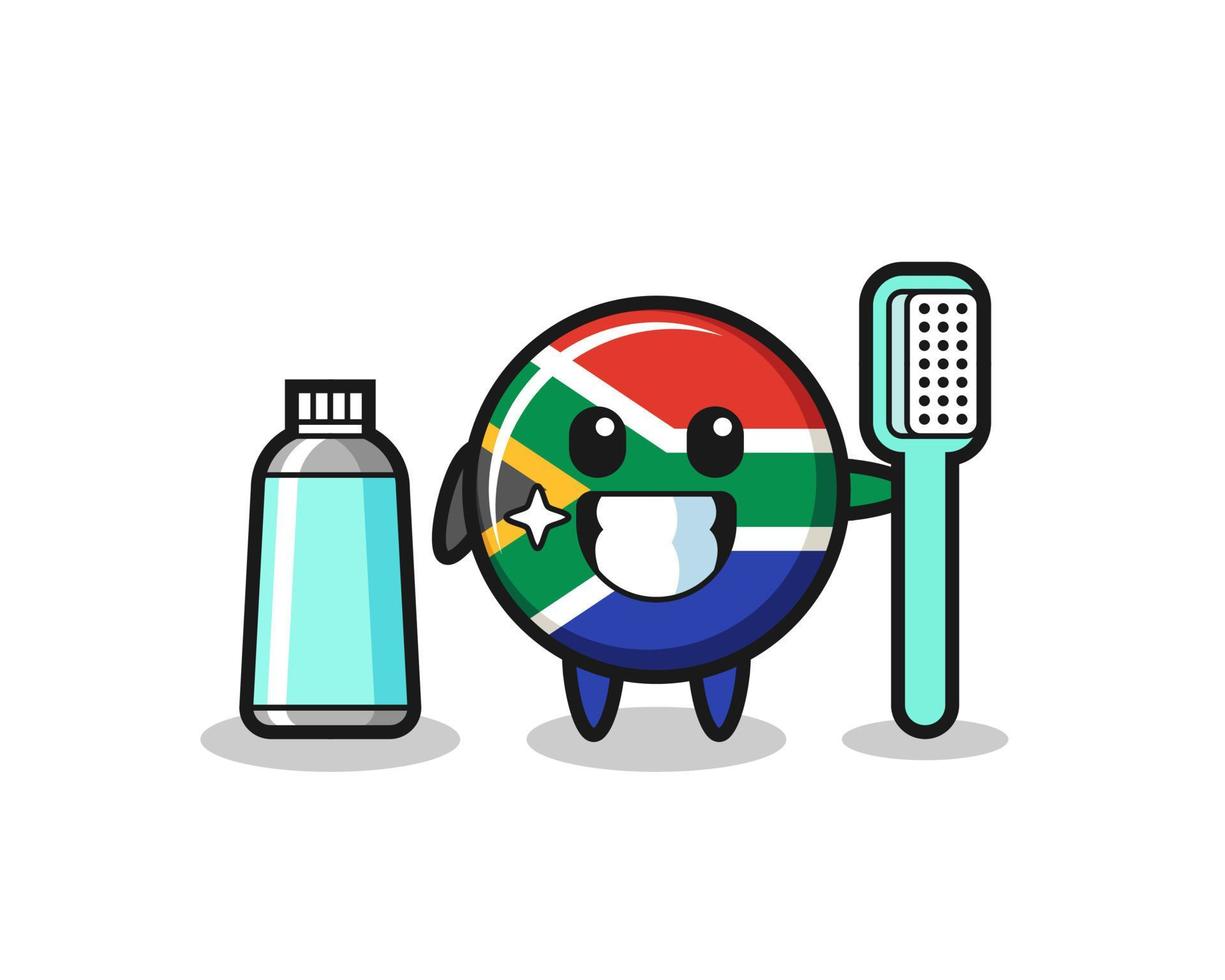 ilustración de mascota de sudáfrica con un cepillo de dientes vector