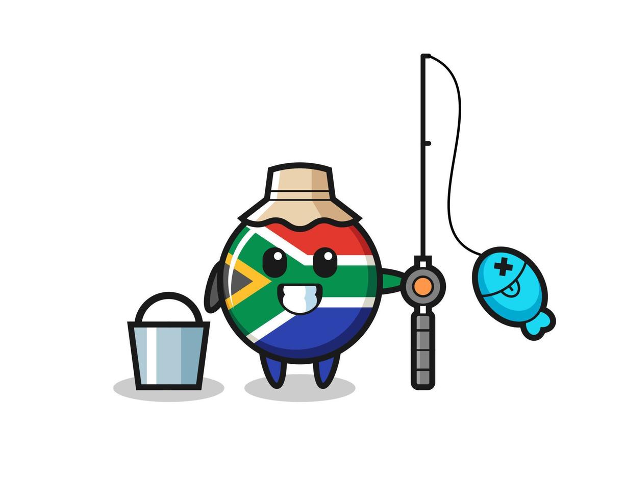 personaje mascota de sudáfrica como pescador vector