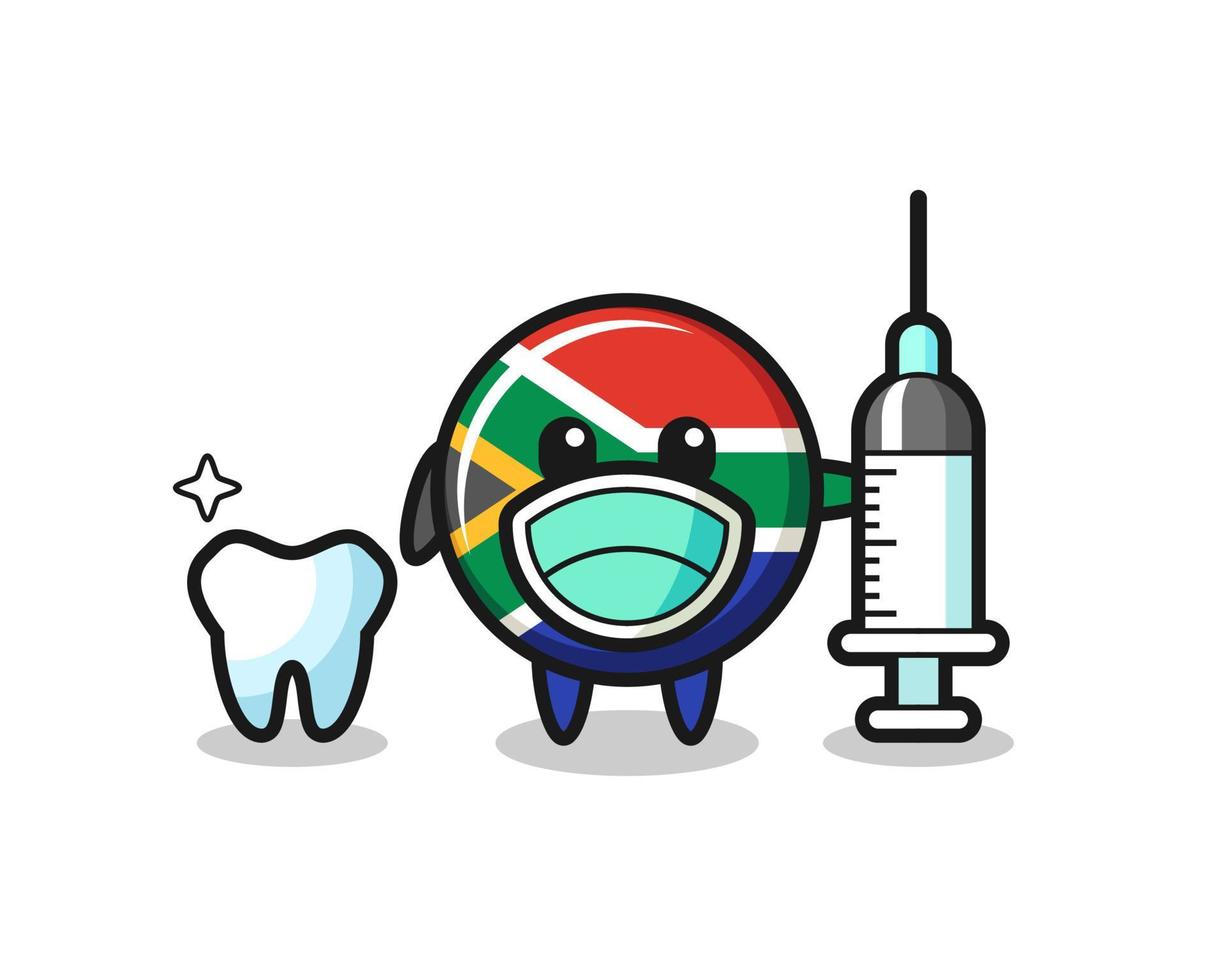 personaje mascota de sudáfrica como dentista vector