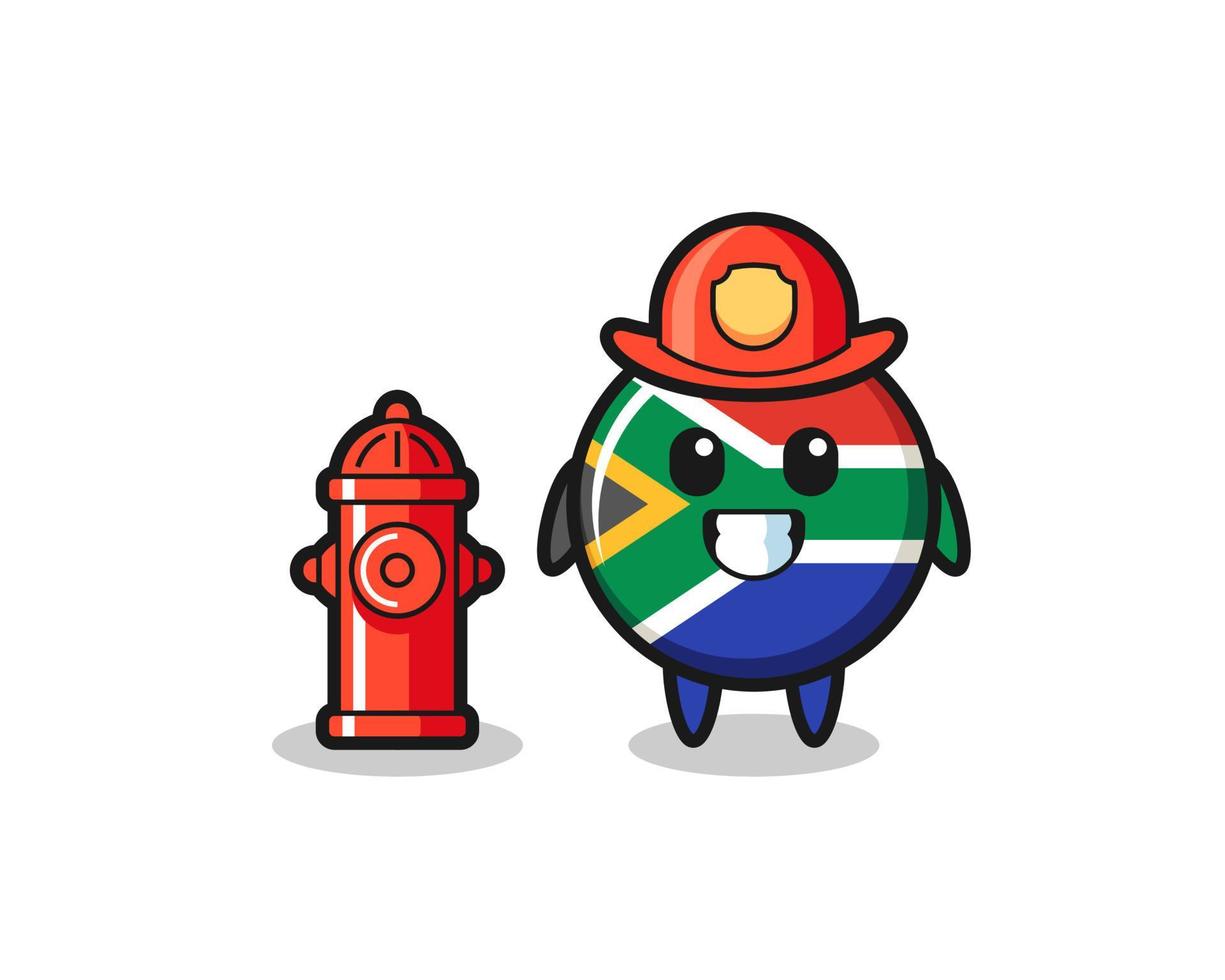 Mascot character of south africa as a firefighter vector