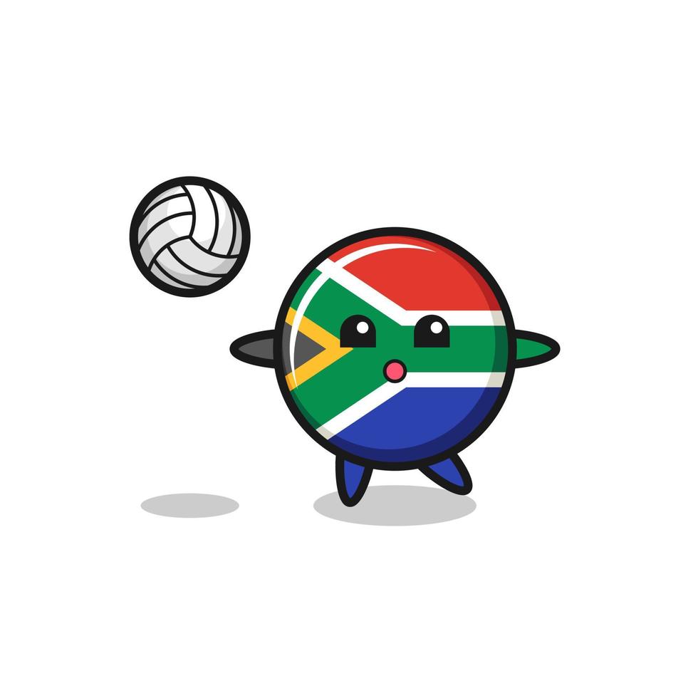 caricatura de personaje de sudáfrica está jugando voleibol vector